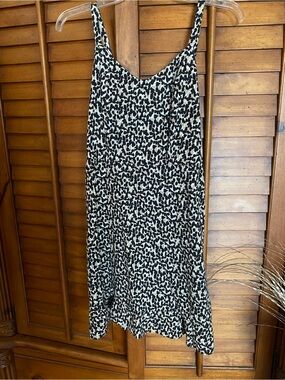 Old Navy Black and White Animal-Print Midi Dress